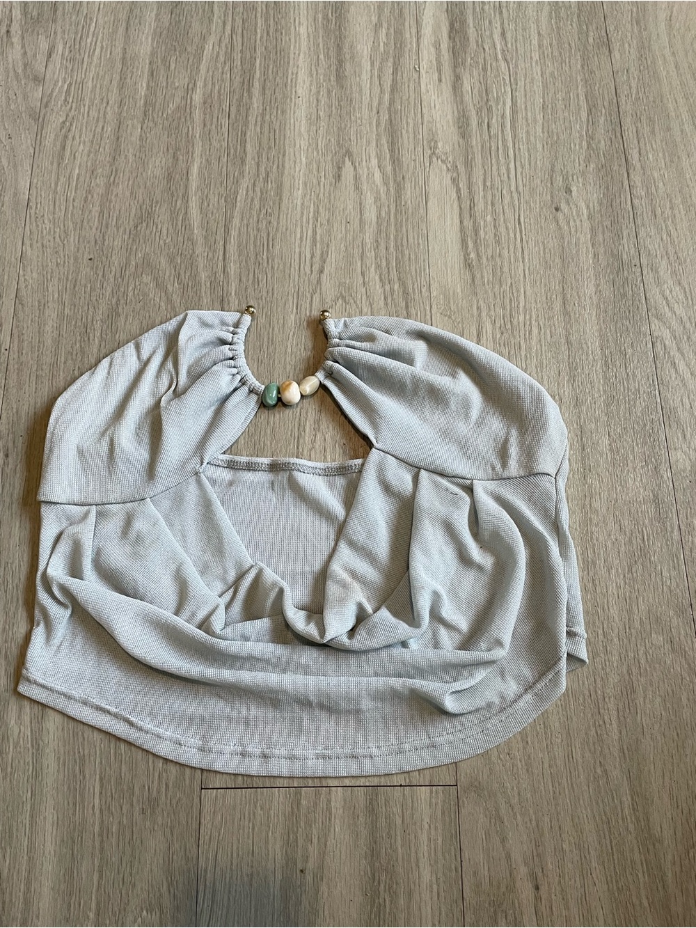 Women’s Light Gray Beaded Top